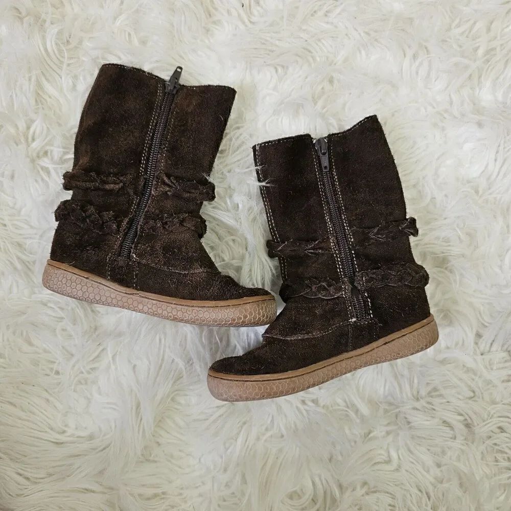 Livie & Luca Mocha Brown Suede Leather Calliope Boots Size 7 - Picture 2 of 5